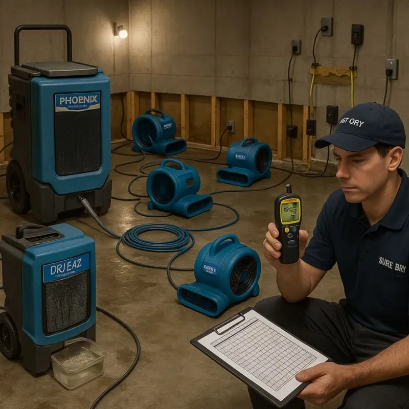 Structural Drying and Dehumidification process in Dana Point, CA